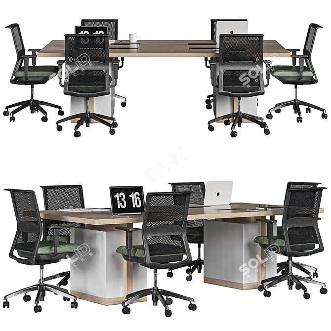 Modern Office Conference Table Set 3D model image 2