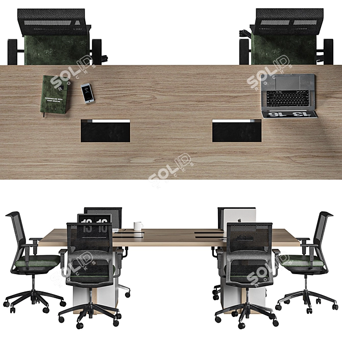 Modern Office Conference Table Set 3D model image 3