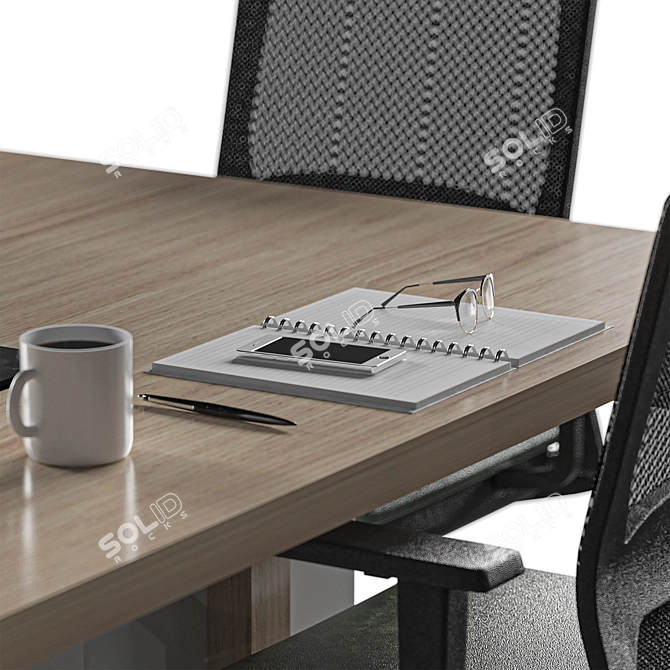 Modern Office Conference Table Set 3D model image 4