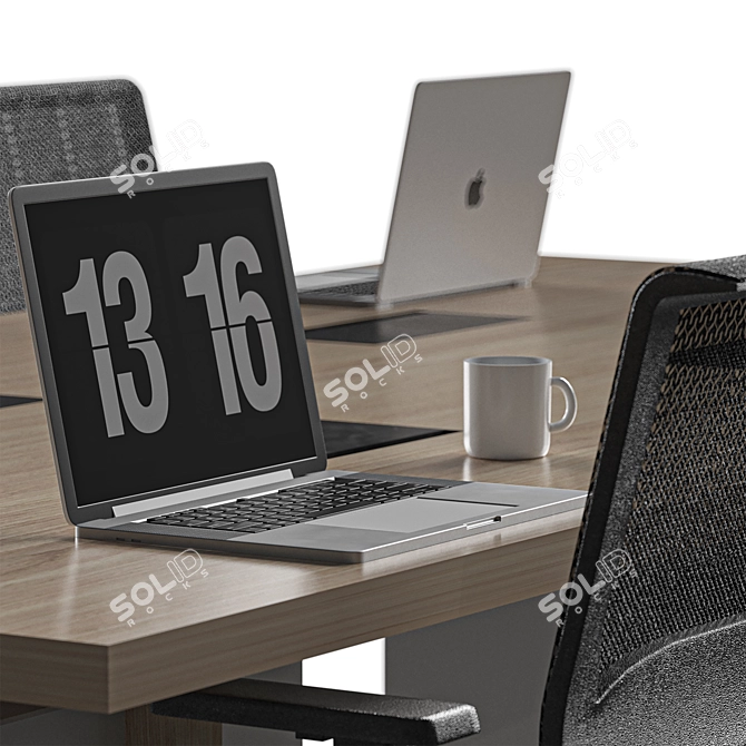 Modern Office Conference Table Set 3D model image 5