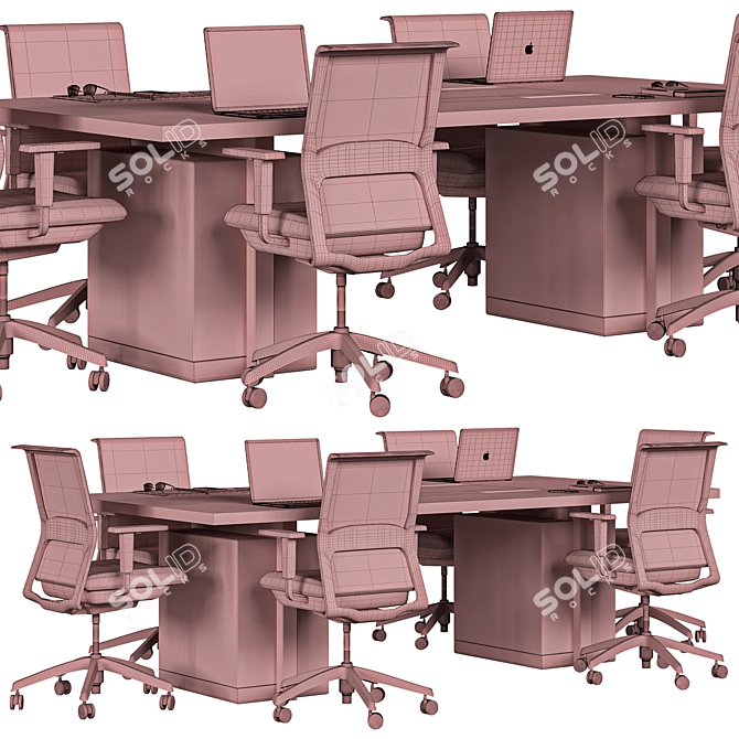 Modern Office Conference Table Set 3D model image 6