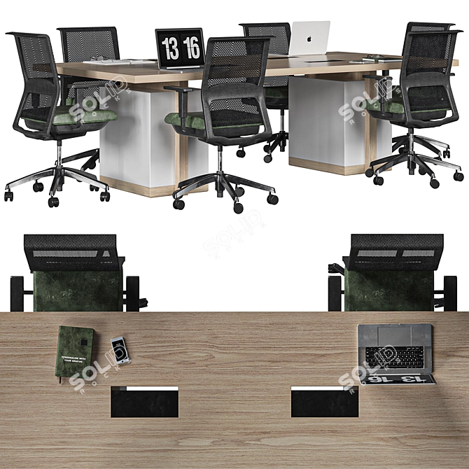 Modern Office Conference Table Set 3D model image 7