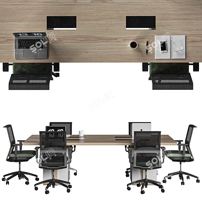 Modern Office Conference Table Set 3D model image 8