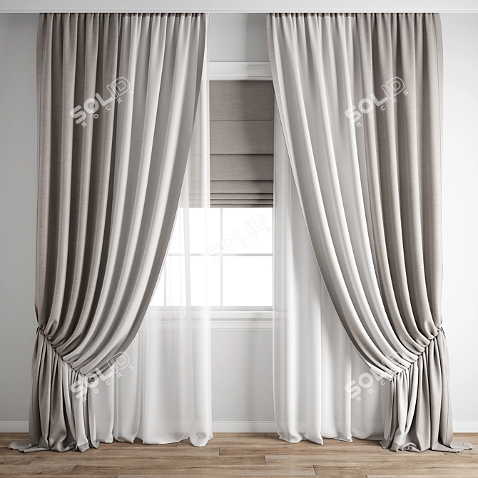 Premium Polygonal Curtain Model 3D model image 1