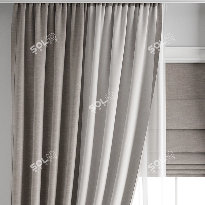 Premium Polygonal Curtain Model 3D model image 2