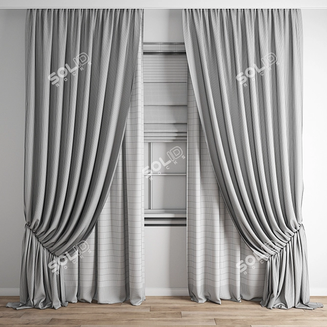 Premium Polygonal Curtain Model 3D model image 6