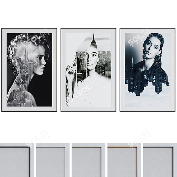  Urban Portraits Wall Frame Set 3D model image 1