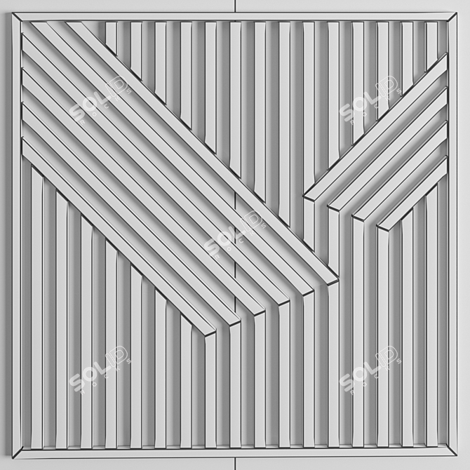 Modern Geometric Wood Wall Art 3D model image 3