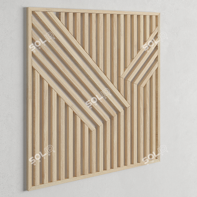 Modern Geometric Wood Wall Art 3D model image 4