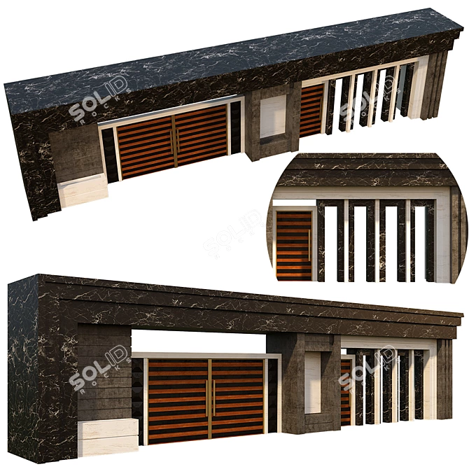 Sleek Stone Gate Model 3D model image 1