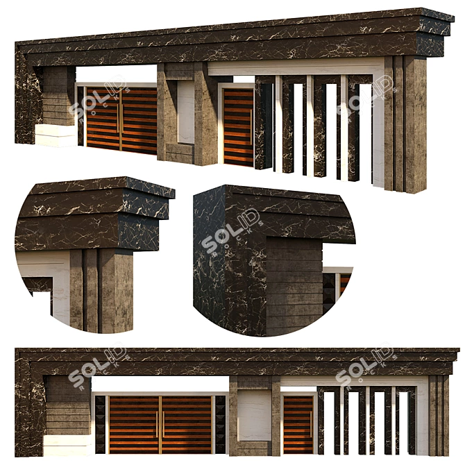 Sleek Stone Gate Model 3D model image 2