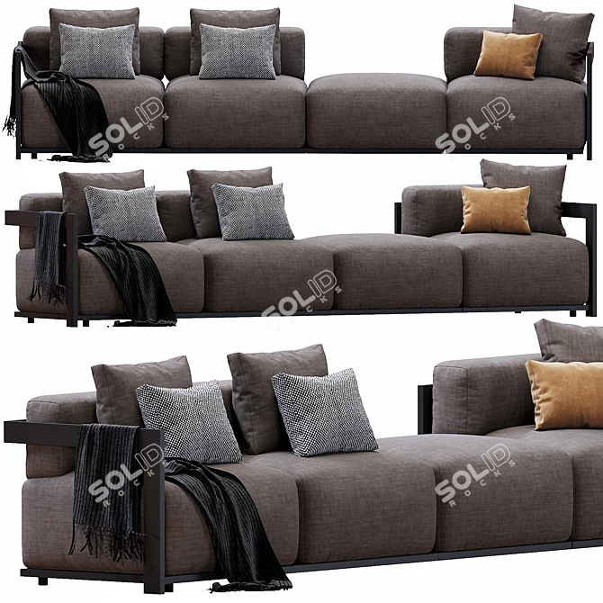 Elegant Meridiani Cloud Sofa Bench 3D model image 4