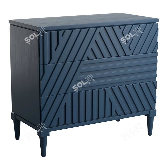 Geometric Blue Drawer Statement Chest 3D model image 1