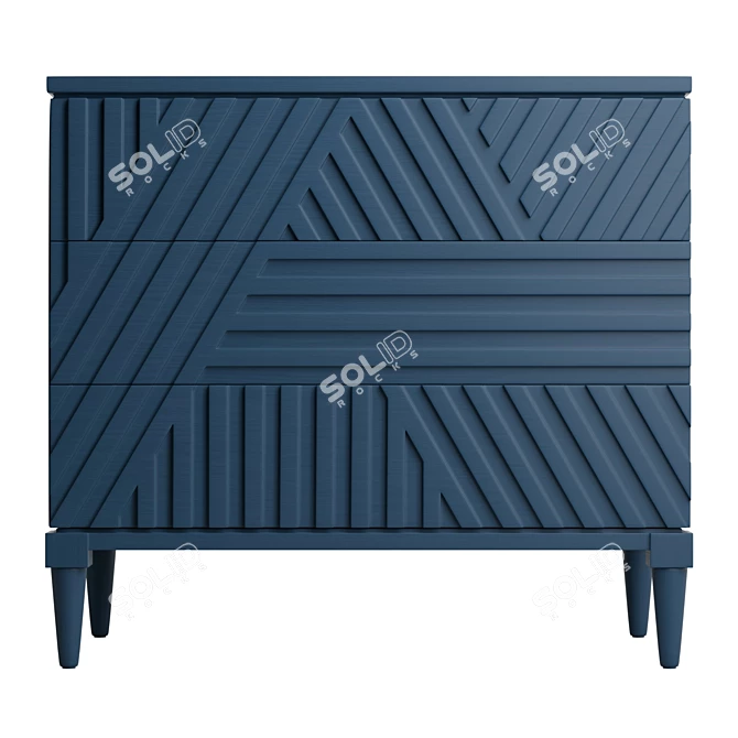 Geometric Blue Drawer Statement Chest 3D model image 2