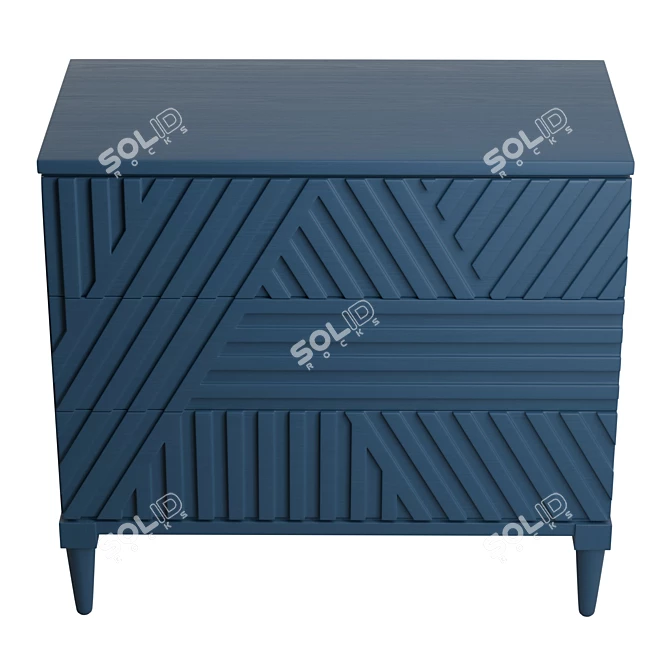 Geometric Blue Drawer Statement Chest 3D model image 3