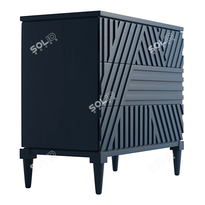 Geometric Blue Drawer Statement Chest 3D model image 4