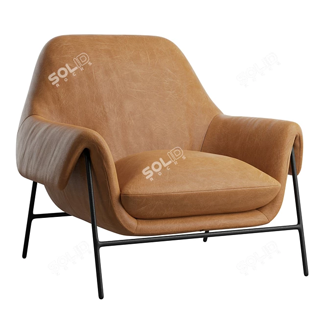 Aniline Leather Metal Frame Chair 3D model image 1