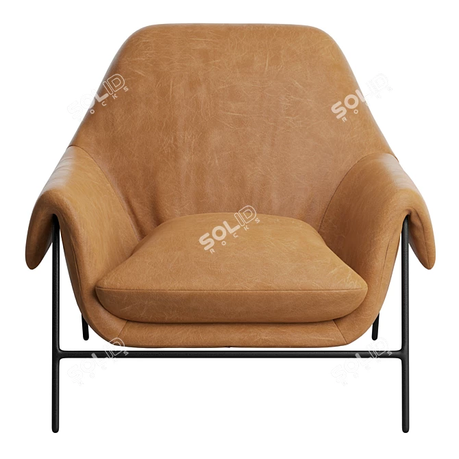 Aniline Leather Metal Frame Chair 3D model image 2