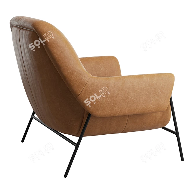 Aniline Leather Metal Frame Chair 3D model image 3