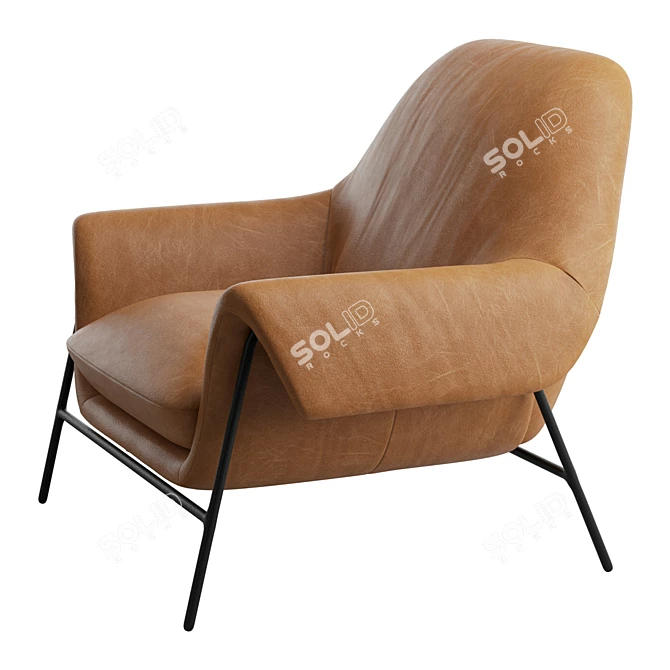 Aniline Leather Metal Frame Chair 3D model image 4