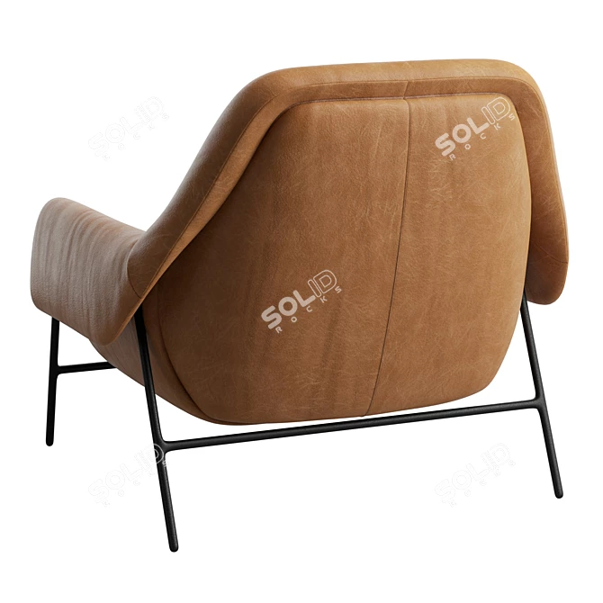 Aniline Leather Metal Frame Chair 3D model image 5