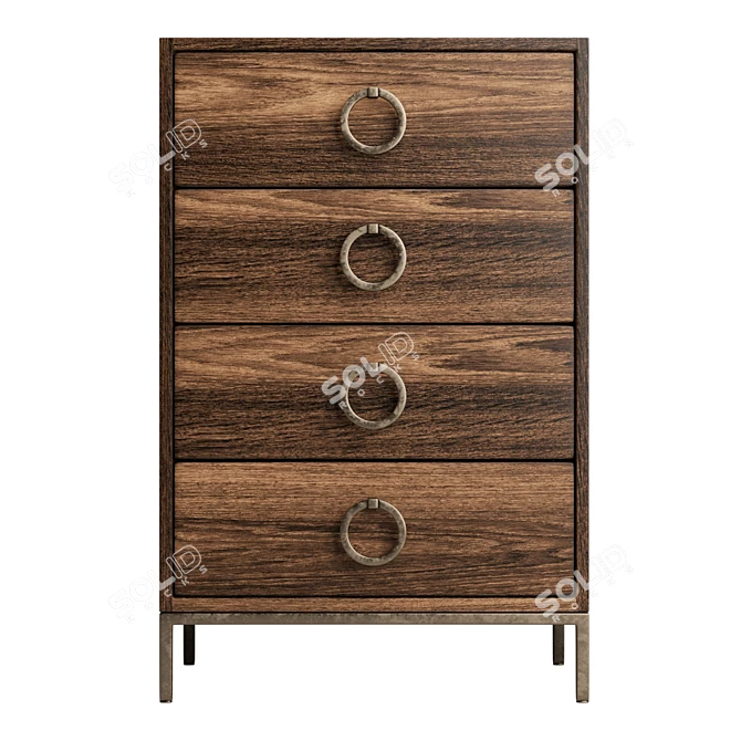 Rustic Mango Wood Drawer Chest 3D model image 2