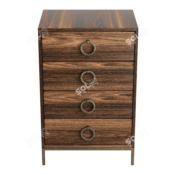 Rustic Mango Wood Drawer Chest 3D model image 3