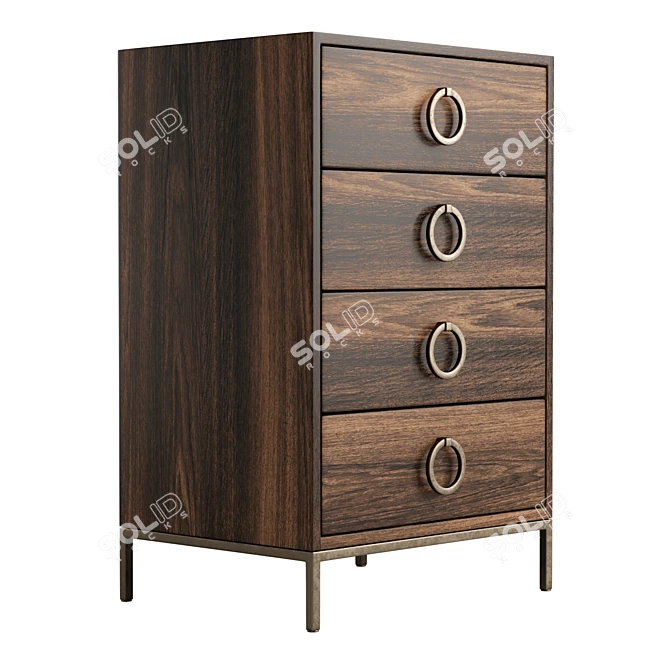 Rustic Mango Wood Drawer Chest 3D model image 4