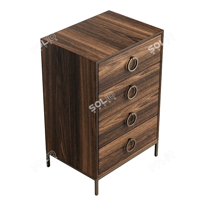 Rustic Mango Wood Drawer Chest 3D model image 5