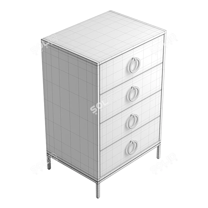 Rustic Mango Wood Drawer Chest 3D model image 6