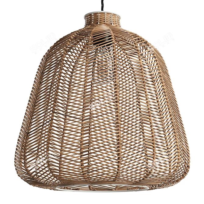 Natural Rattan Chevron Pendant Shade 3D model image 1