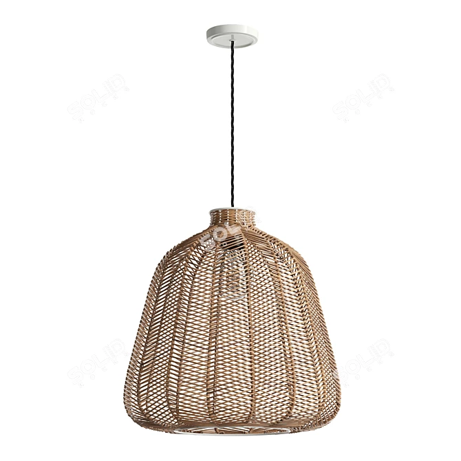 Natural Rattan Chevron Pendant Shade 3D model image 2