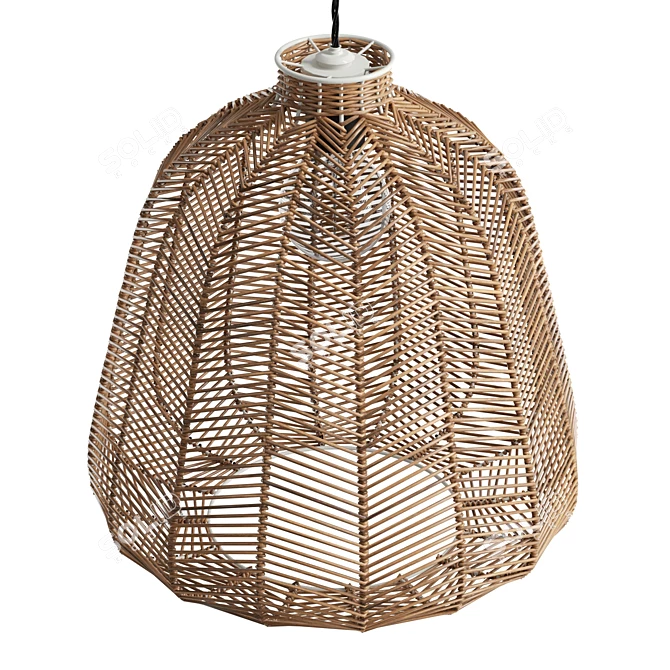Natural Rattan Chevron Pendant Shade 3D model image 4