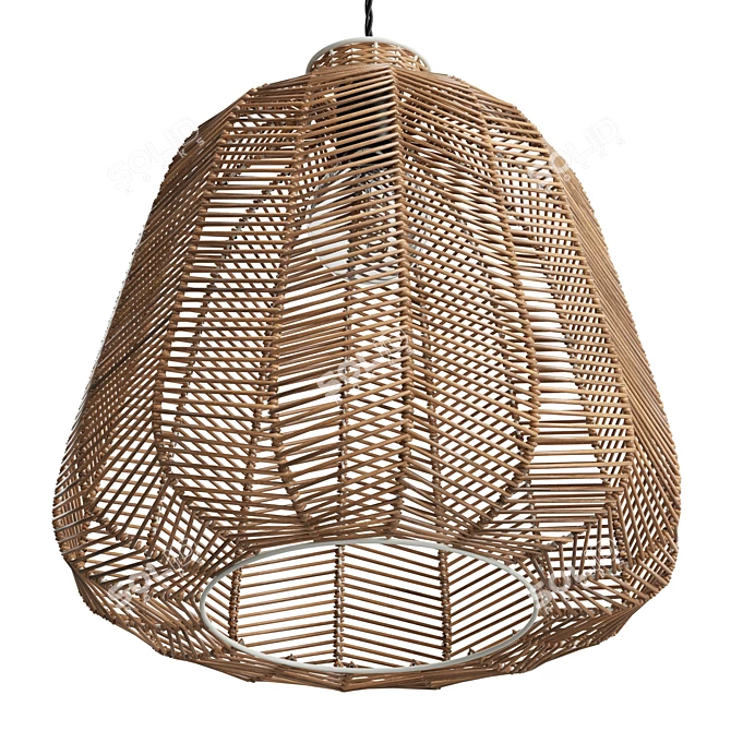 Natural Rattan Chevron Pendant Shade 3D model image 5