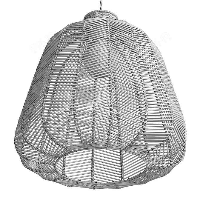 Natural Rattan Chevron Pendant Shade 3D model image 6