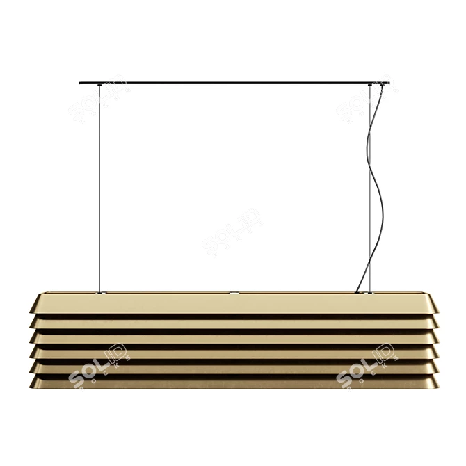 Sleek Louvre Aluminum Pendant Light 3D model image 2