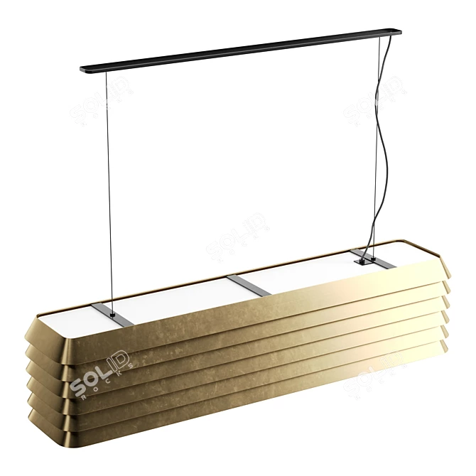 Sleek Louvre Aluminum Pendant Light 3D model image 5