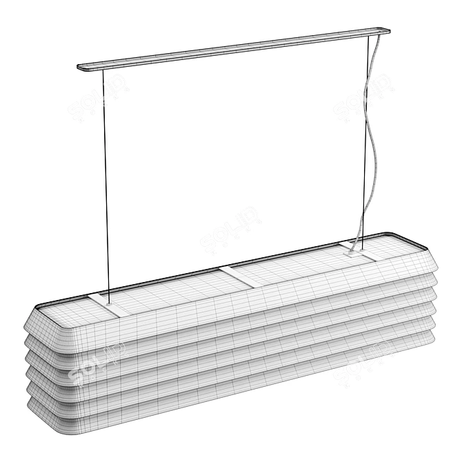 Sleek Louvre Aluminum Pendant Light 3D model image 6
