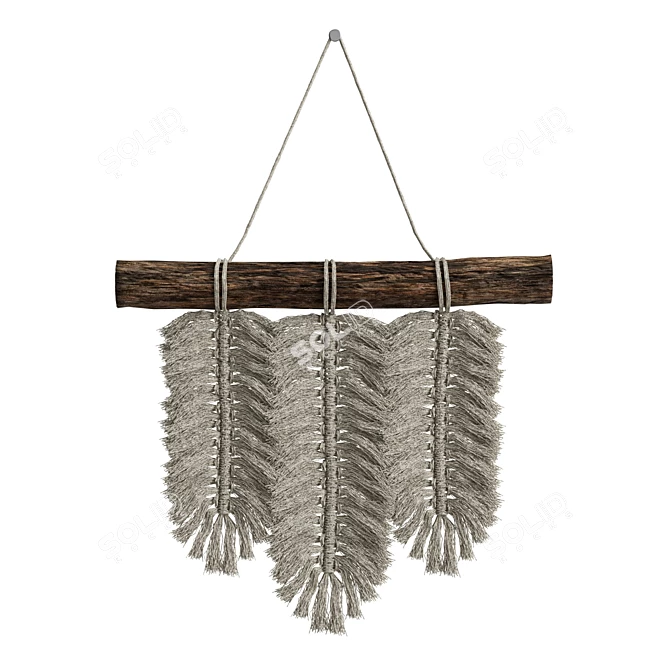 Boho Feather Tassel Hanging Decoration 3D model image 2