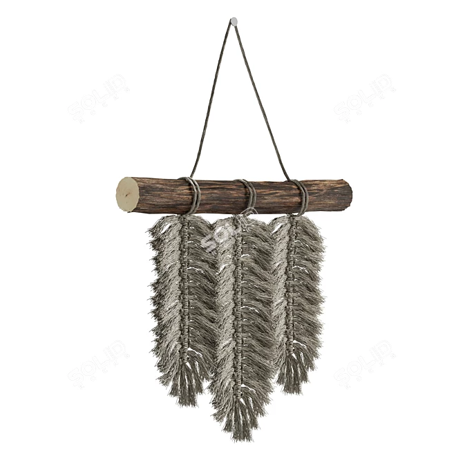 Boho Feather Tassel Hanging Decoration 3D model image 3