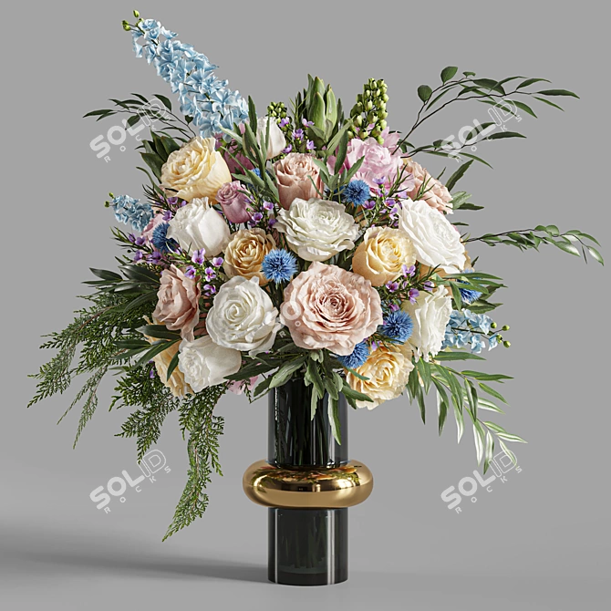 Elegant Floral Wedding Centerpiece Bouquet 3D model image 1