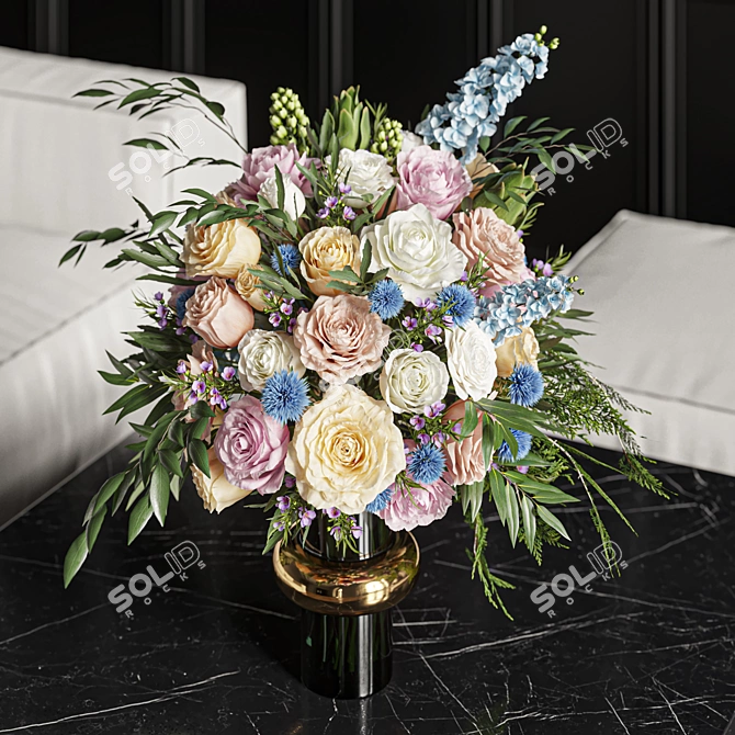 Elegant Floral Wedding Centerpiece Bouquet 3D model image 2