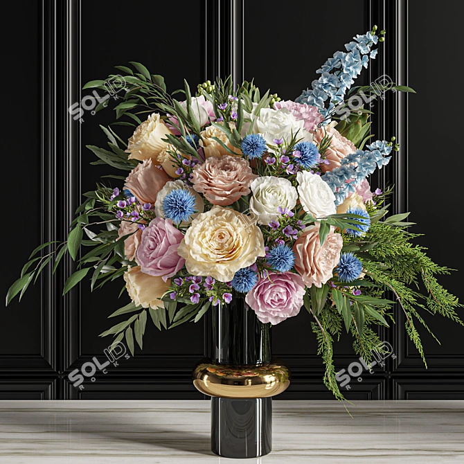 Elegant Floral Wedding Centerpiece Bouquet 3D model image 3