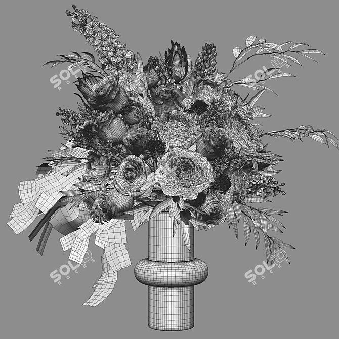 Elegant Floral Wedding Centerpiece Bouquet 3D model image 6