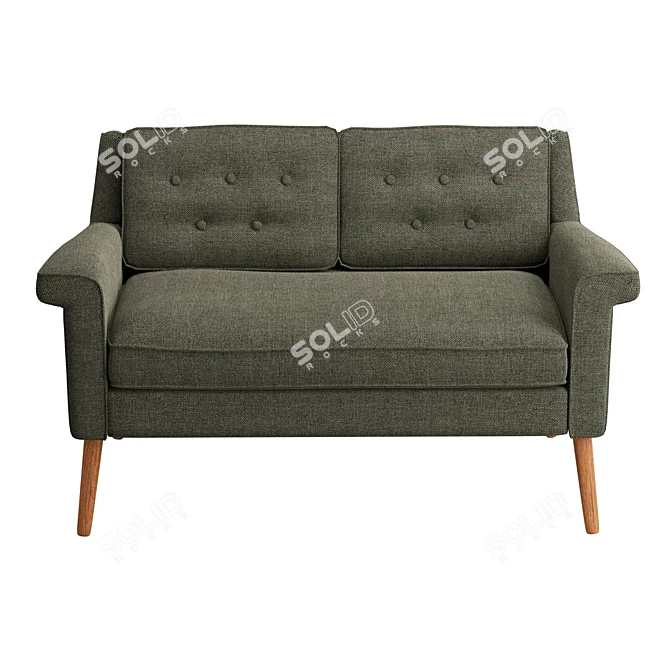 Retro Chic Dana Loveseat, Pecan 3D model image 2