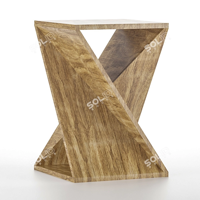 Mango Wood Twist Side Table 3D model image 1