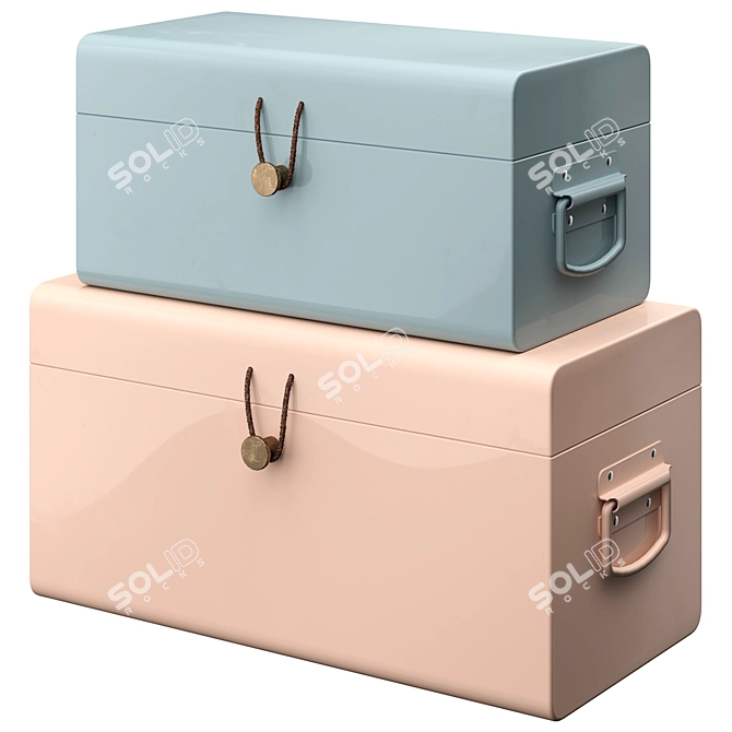 Daven Set Metal Trunks Pink 3D model image 1