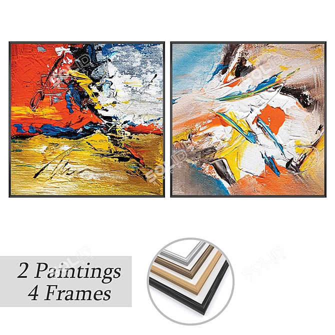 Gallery Wall Art Set with Frames 3D model image 1