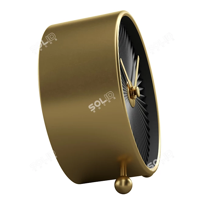 Retro-Glam Brass Clock 3D model image 3