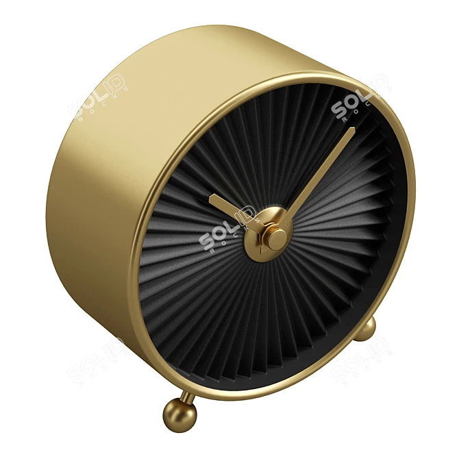 Retro-Glam Brass Clock 3D model image 5